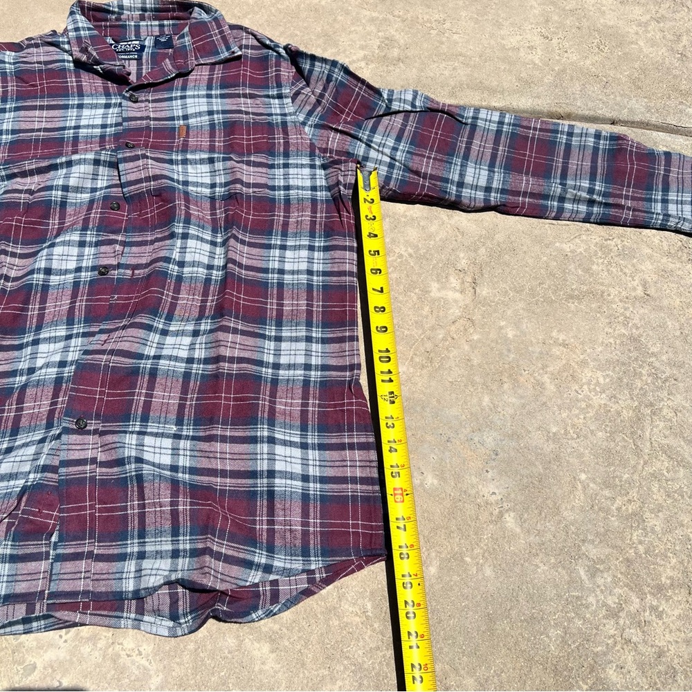Chaps Performance Mens Plaid Flannel Button Down Long Sleeve Shirt Large